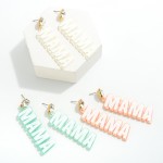 Wholesale white Lined Resin Mama Drop Earrings Rhinestone Post L