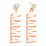 Wholesale white Resin Mama Drop Earrings Rhinestone Post L