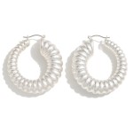 Metal Telephone Cord Drop Hoop Earrings

- Approximately 2" L
- Hypoallergenic Titanium Post 