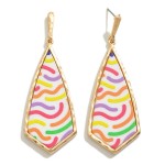 Wholesale hammered Edge Teardrop Earring Flake Resin Inlay L