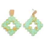 Resin Aztec Post Drop Earrings Featuring Gold Flake Detail 

- Approximately 2" L