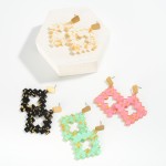 Resin Aztec Post Drop Earrings Featuring Gold Flake Detail 

- Approximately 2" L