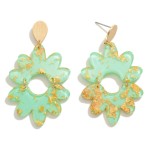 Wholesale resin Flower Drop Earring Gold Flake Detail L