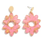 Resin Flower Drop Earring With Gold Flake Detail

- Approximately 2" L