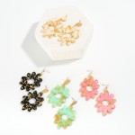 Wholesale resin Flower Drop Earring Gold Flake Detail L