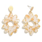 Wholesale resin Flower Drop Earring Gold Flake Detail L