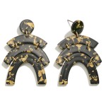 Wholesale resin Stacked Arch Drop Earrings Gold Flake Accent L
