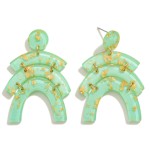 Wholesale resin Stacked Arch Drop Earrings Gold Flake Accent L
