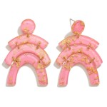Wholesale resin Stacked Arch Drop Earrings Gold Flake Accent L