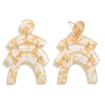 Wholesale resin Stacked Arch Drop Earrings Gold Flake Accent L