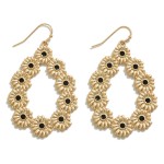 Wholesale metal Flower Teardrop Earrings Resin Center Accents L