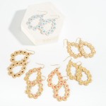 Wholesale metal Flower Teardrop Earrings Resin Center Accents L