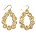 Wholesale metal Flower Teardrop Earrings Resin Center Accents L
