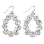 Wholesale metal Flower Teardrop Earrings Resin Center Accents L