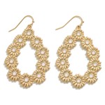 Wholesale metal Flower Teardrop Earrings Resin Center Accents L