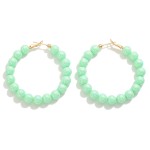 Pearlescent Pastel Beaded Drop Hoop Earrings

- Approximately 2" L