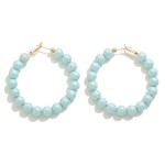 Wholesale pearlescent Pastel Beaded Drop Hoop Earrings L