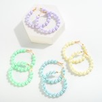 Wholesale pearlescent Pastel Beaded Drop Hoop Earrings L