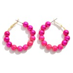 Wholesale two Metallic Pearlescent Beaded Drop Hoop Earrings L