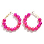 Wholesale two Metallic Pearlescent Beaded Drop Hoop Earrings L