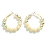 Wholesale two Metallic Pearlescent Beaded Drop Hoop Earrings L