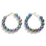 Wholesale circular Abalone Beaded Drop Hoop Earrings L