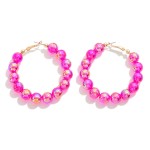 Wholesale circular Abalone Beaded Drop Hoop Earrings L