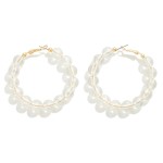 Wholesale circular Abalone Beaded Drop Hoop Earrings L