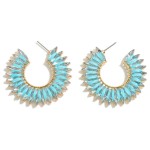 Wholesale raffia Wrapped Rhinestone Hoop Earring L