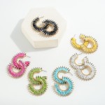 Wholesale raffia Wrapped Rhinestone Hoop Earring L