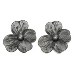 Wholesale metal Flower Drop Earrings Rhinestone Accent L