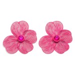 Wholesale metal Flower Drop Earrings Rhinestone Accent L
