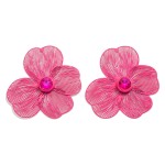 Metal Flower Drop Earrings With Rhinestone Accent

- Approximately 2" L