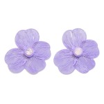 Wholesale metal Flower Drop Earrings Rhinestone Accent L