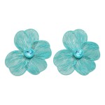 Wholesale metal Flower Drop Earrings Rhinestone Accent L