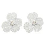 Wholesale metal Flower Drop Earrings Rhinestone Accent L