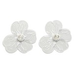 Metal Flower Drop Earrings With Rhinestone Accent

- Approximately 2" L