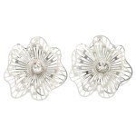 Metal Flower Stud Earrings With Rhinestone Center Detail

- Approximately 1.75" L