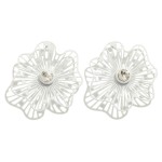 Metal Flower Stud Earrings With Rhinestone Center Detail

- Approximately 1.75" L