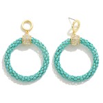 Circular Mesh Chain Link Drop Earring With Rhinestone Details

- Approximately 2.25" L