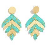 Linked Metal and Resin Foil Leaf Drop Earrings

- Approximately 3" L