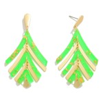 Wholesale linked Metal Resin Foil Abstract Leaf Drop Earrings L