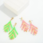 Wholesale linked Metal Resin Foil Abstract Leaf Drop Earrings L