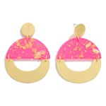 Wholesale gold Geometric Drop Earring Gold Flake Resin Details L