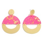 Gold Tone Geometric Drop Earring With Gold Flake Resin Details

- Approximately 2.25" L