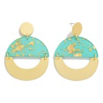 Wholesale gold Geometric Drop Earring Gold Flake Resin Details L