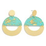 Gold Tone Geometric Drop Earring With Gold Flake Resin Details

- Approximately 2.25" L