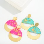 Gold Tone Geometric Drop Earring With Gold Flake Resin Details

- Approximately 2.25" L