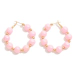 Wholesale beaded Pastel Pearlescent Drop Hoop Earrings L