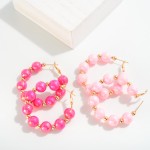 Wholesale beaded Pastel Pearlescent Drop Hoop Earrings L